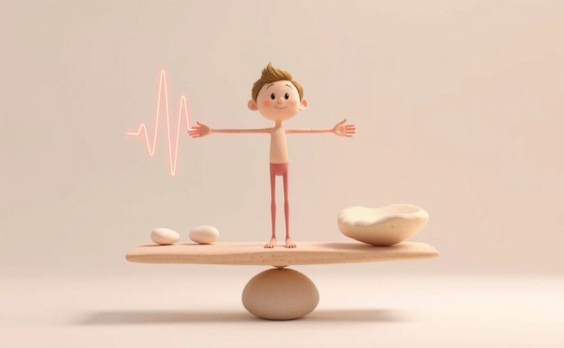 Równowaga między energią adrenaliny a spokojem pastelowych form.