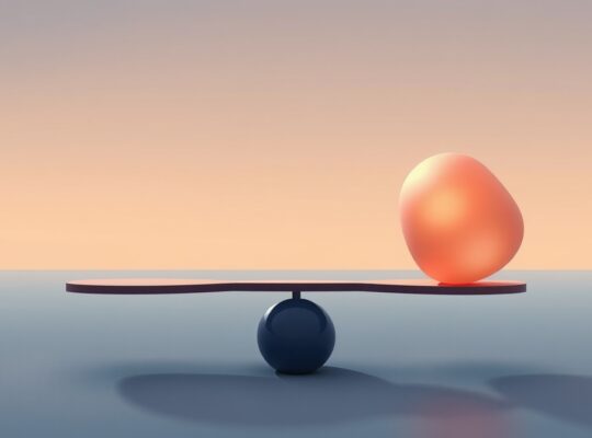 Delikatna waga symbolizuje asymetrię strat i zysków, podkreślając wpływ utraty.