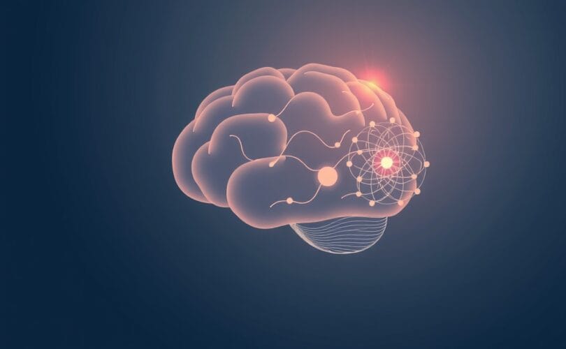 Stylizowany mózg pastelowych barw, symbolizujący intuicyjny dialog i procesy myślowe.