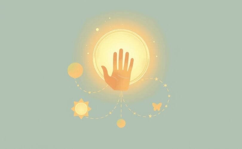 Abstrakcyjne kształty symbolizujące charyzmę, otoczone łagodnym, ciepłym światłem.