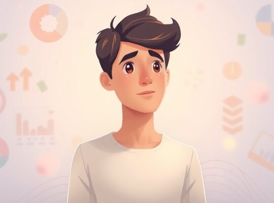 Ilustracja pastelowa, pokazująca osobę otoczoną przez rozmyte elementy wizualne i dźwiękowe, symbolizujące proces uczenia się.