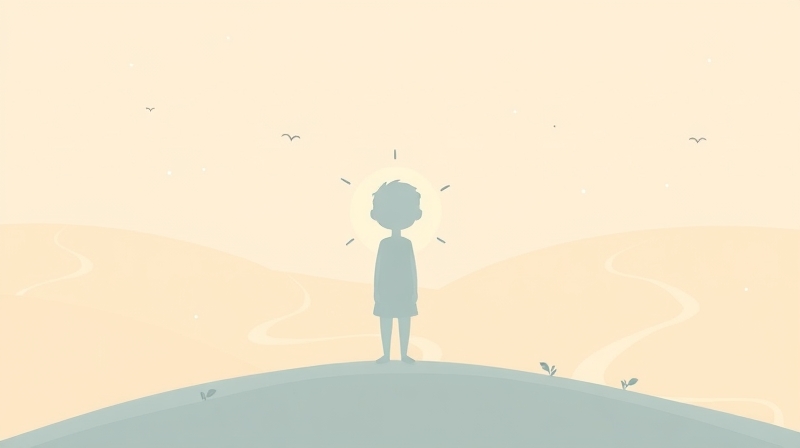 Zilustrowana sylwetka człowieka z aurą, prowadząca po ścieżkach do punktów światła.