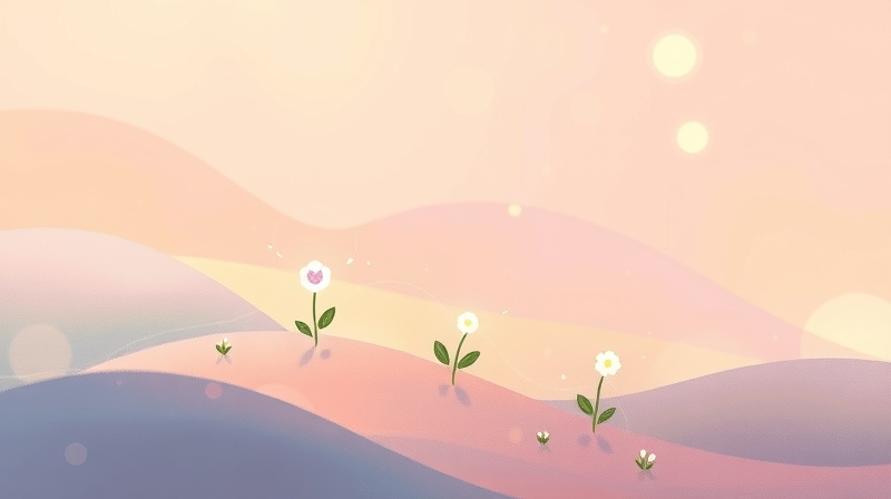 Delikatna, pastelowa ilustracja symbolizująca rozwijanie ukrytego potencjału kreatywności i wzajemnych inspiracji.