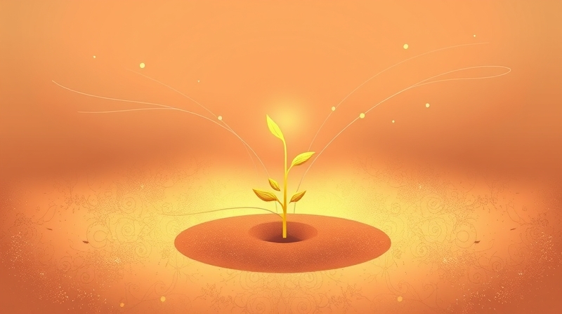 Potencjał wzrostu: zasiane ziarno wewnętrznej motywacji, otoczone blaskiem.