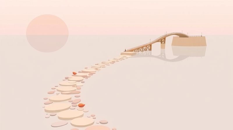 Dwie ścieżki: kamienna (medytacja) i most (terapia), symbolizujące różne drogi do równowagi.