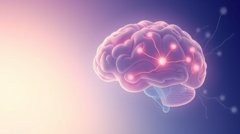 Abstrakcyjna symbolika rozwijającego się mózgu: ścieżki, połączenia, łagodne transformacje, uczenie, rozwój.