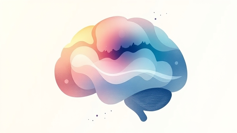 Stylizowany mózg z rozpływającą się w świetle smugą traumatycznego wspomnienia.