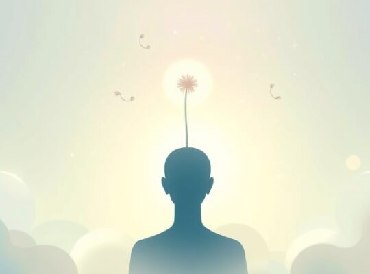 Eteryczny portret cyfrowy: ludzka sylwetka odcina się od symboli technologii, symbolizując spokój i detoks cyfrowy.