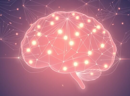 Stylizowana ilustracja: sieć mózgowa od skromnego do w pełni aktywnego, pastelowa, czarująca.