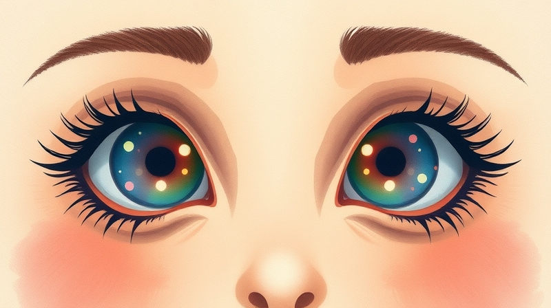 Oczy odzwierciedlają emocje: pastelowa ilustracja, subtelne barwy, emocjonalna głębia.