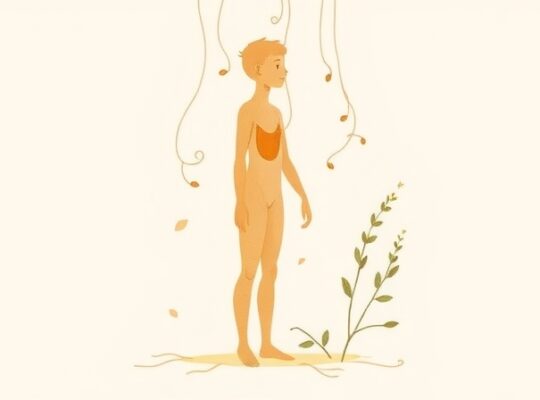 Abstrakcyjna ilustracja ewolucji osobowości: geny, doświadczenia i transformacja.