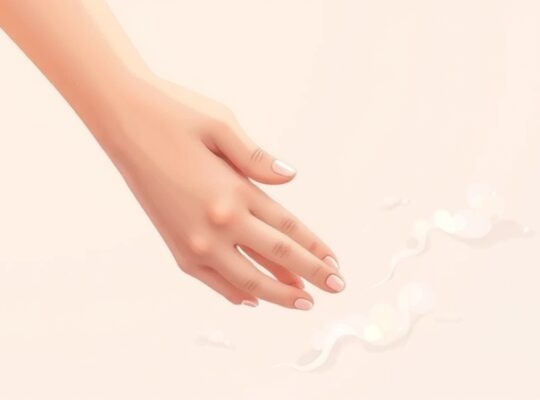 Delikatne, splecione dłonie podnoszące się w eterycznym świetle symbolizują pomoc i przezwyciężanie.