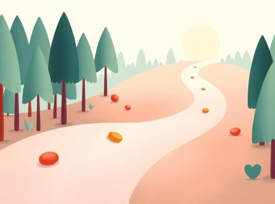 Złote światło na szczycie wzgórza po łagodnej, kamienistej ścieżce przez las.