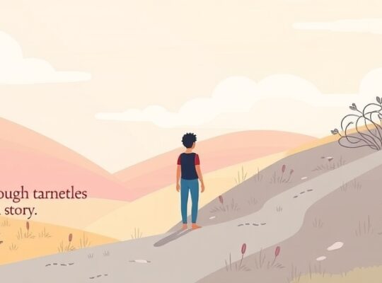 Rozwidlenie dróg: jedna łagodna, druga w cieniu, symbolizujące eustres i dystres.