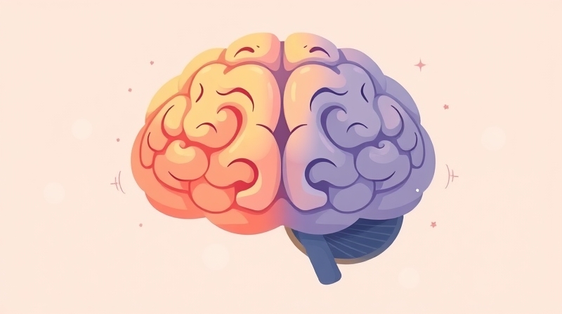 Stylizowany mózg: aktywne, pastelowe wspomnienia kontra przytłumione, chroniczne."