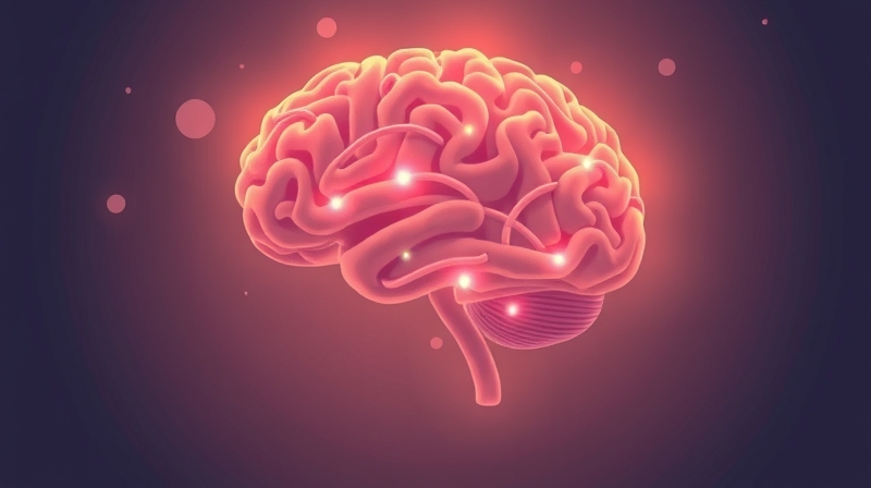 Koncepcyjna ilustracja mózgu z delikatnymi, pastelowymi ścieżkami i wpływami emocjonalnymi.