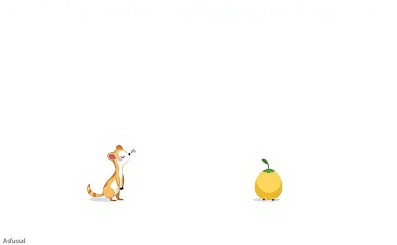 Małe stworzenie obserwuje dwa obiekty, ukazując wpływ kontekstu na percepcję.