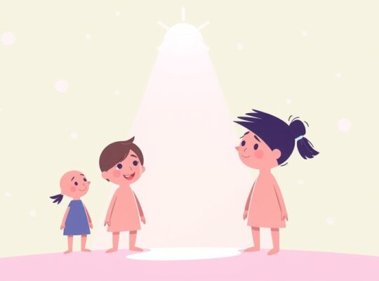 Stylizowane postacie patrzące na centralną, świecącą postać, symbolizujące dowód społeczny.