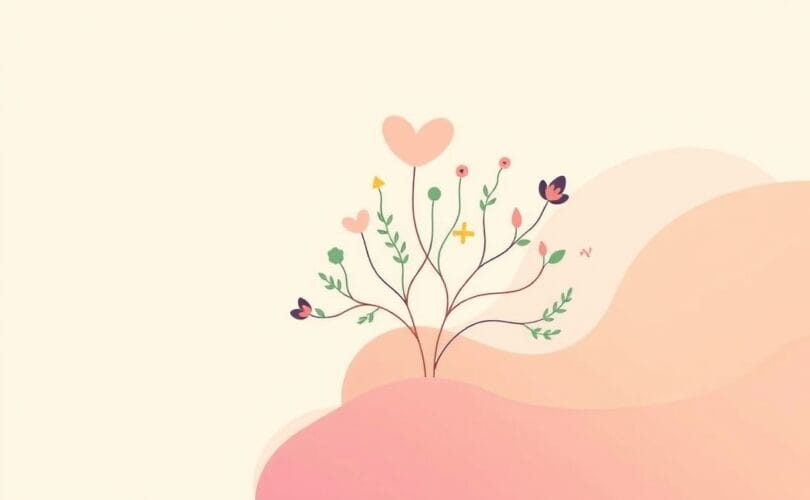 Delikatna pastelowa ilustracja symbolizująca rozwój psychiczny i różnorodność podejść terapeutycznych.