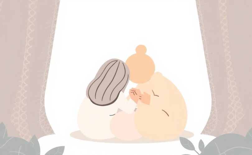 Miękkie, pastelowe kształty symbolizujące jedność, ciepło i poczucie bezpieczeństwa w grupie.