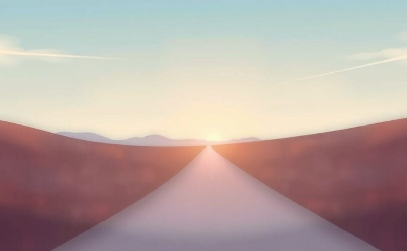 Abstrakcyjna, pastelowa ilustracja symbolizująca niepokój i nadzieję w obliczu niepewności.