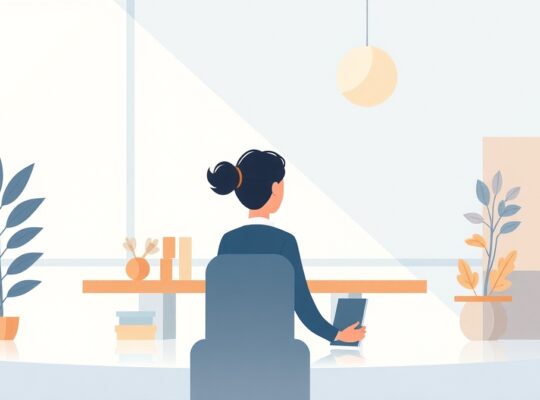 Abstrakcyjna ilustracja w pastelach, symbolizująca wpływ oczekiwań społecznych na zachowanie w pracy.