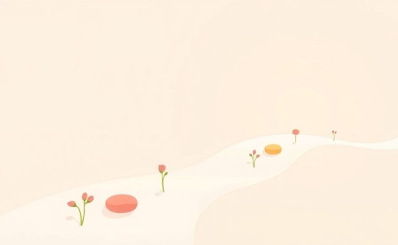 Symboliczna, pastelowa ścieżka wznosi się ku świetlanemu horyzontowi.