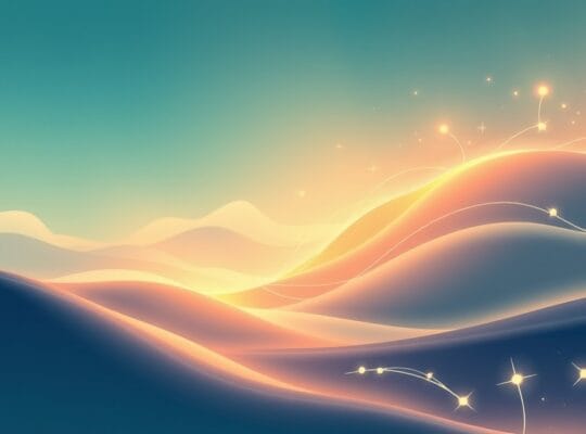 Luminous flow of light, symbolic of dopamine and motivation, connecting neural pathways in abstract landscape.