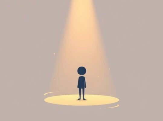 Stylizowana postać w świetle uwagi, z pastelowej palety, oddająca efekt Hawthorne'a.