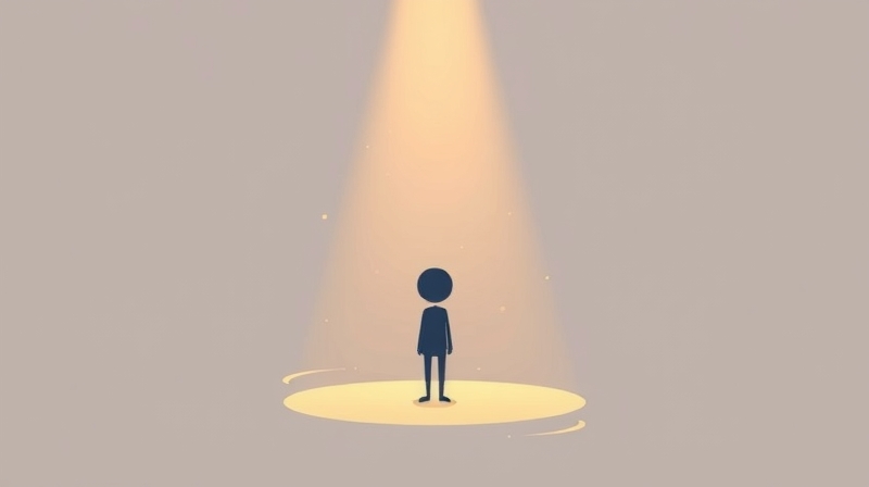 Stylizowana postać w świetle uwagi, z pastelowej palety, oddająca efekt Hawthorne'a.