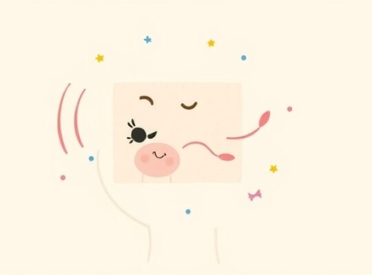 Stylizowany profil głowy połączony ze falami dźwiękowymi i wzorami wizualnymi.