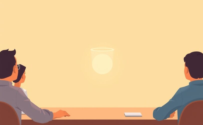 Subtelna ilustracja z otoczką wokół jednej postaci, symbolizująca postrzeganie kompetencji.