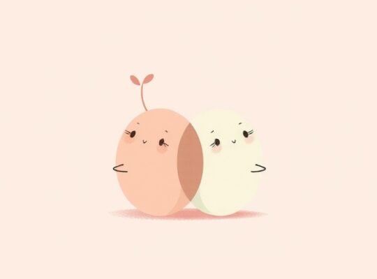 Dwa abstrakcyjne kształty obok siebie, subtelnie się różniące kolorystyką i definicją.