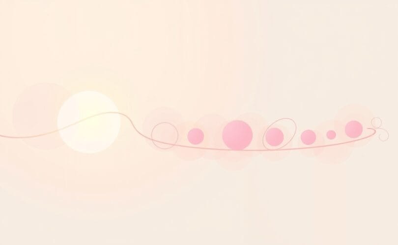 Pierwsze, wyraźne kształty wpływają na słabsze, kolejne w pastelowym strumieniu danych.