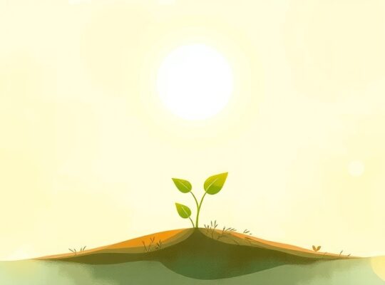 Delikatny pęd rosnący w blasku, symbol samospełniającej się przepowiedni.