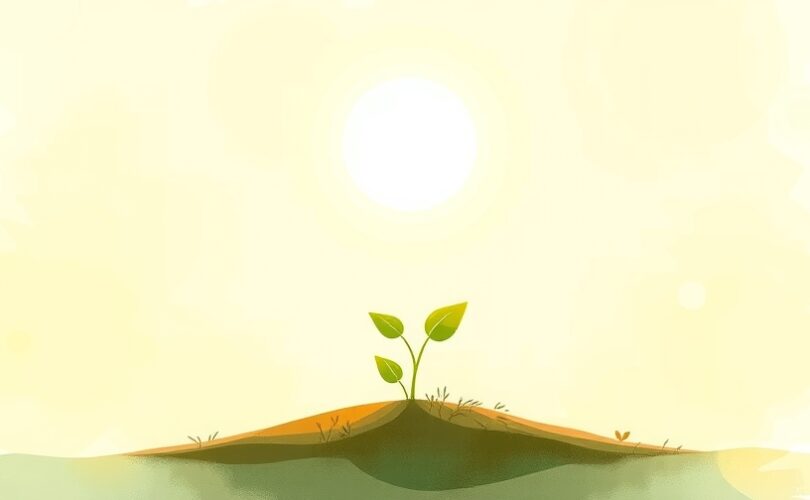 Delikatny pęd rosnący w blasku, symbol samospełniającej się przepowiedni.