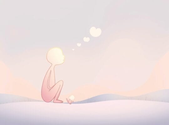 Dwie abstrakcyjne postacie dzielące się emocjami, pastelowa grafika o emocjonalnym rezonansie.