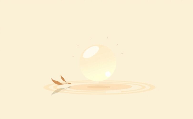 Stylizowana ilustracja pastelowego oddechu, uspokajające listki w ruchu.