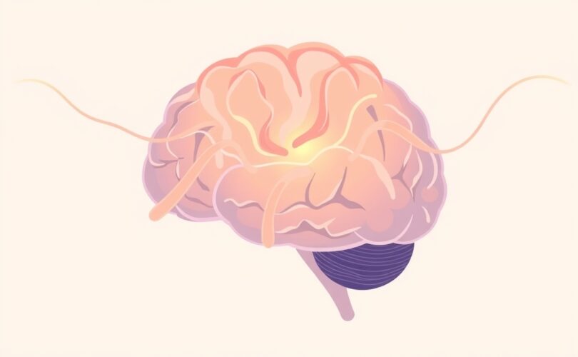 Stylizowany mózg zasilany delikatnym strumieniem cząsteczek glukozy.