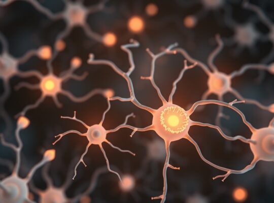 Delikatne, pastelowe neurony połączone w sieć symbolizującą naukę i zrozumienie.