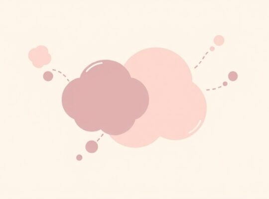 Abstrakcyjne, pastelowe bańki myśli symbolizujące indywidualne i postrzegane powszechne przekonania.