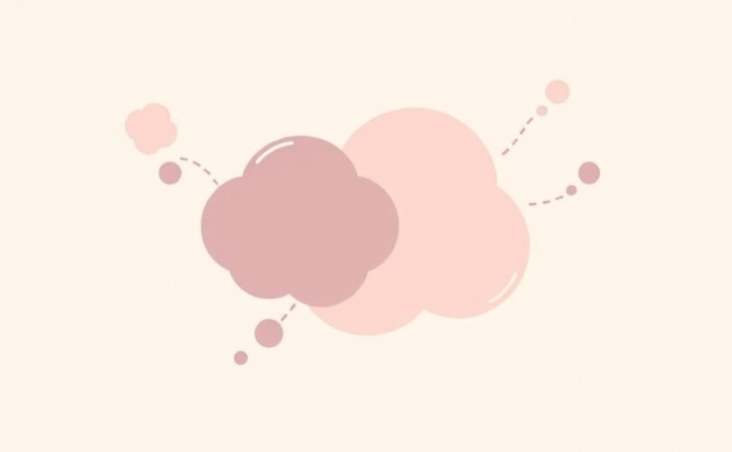 Abstrakcyjne, pastelowe bańki myśli symbolizujące indywidualne i postrzegane powszechne przekonania.