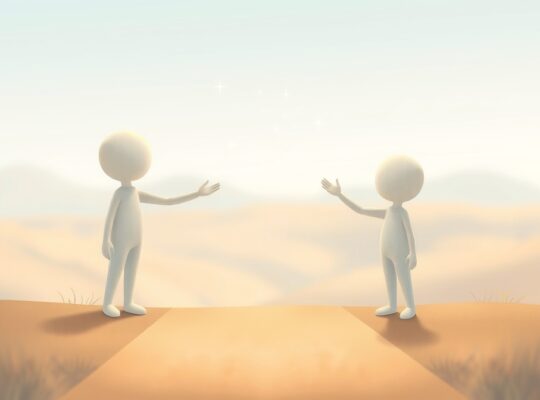 Dwie postacie, symbolizujące pierwsze wrażenie, nawiązują subtelne połączenie.