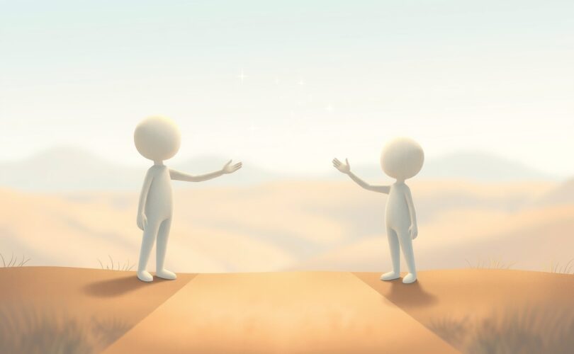 Dwie postacie, symbolizujące pierwsze wrażenie, nawiązują subtelne połączenie.