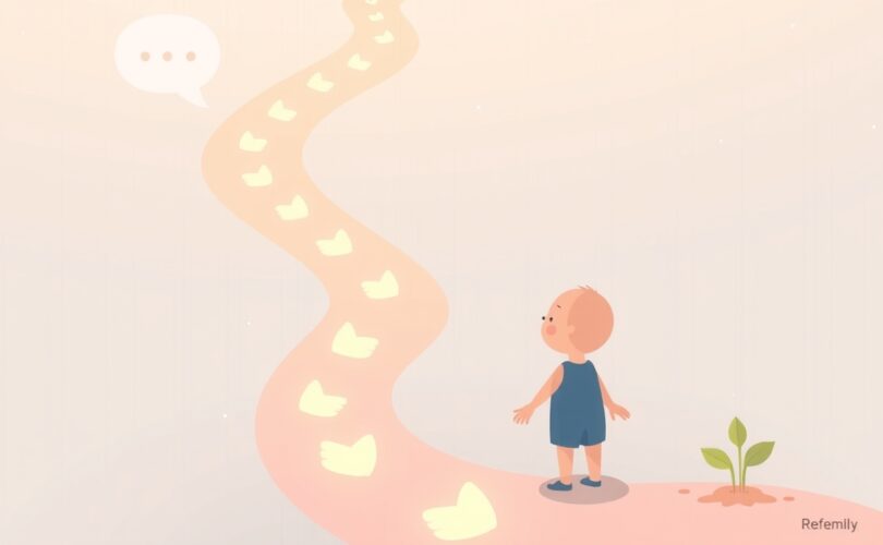 Pastelowa ilustracja: postać na ścieżce baniek mowy i like'ów obserwuje kiełkującą ideę.