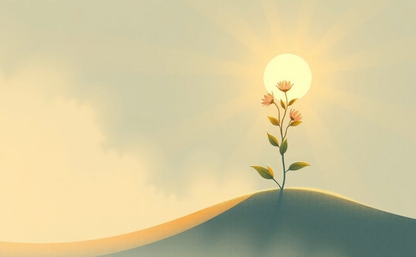 Delikatna ilustracja pastelowa, symbolizująca wzrost i kierowany los.