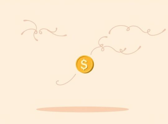 Stylizowana moneta podzielona subtelnymi nićmi, symbolizująca wpływ zakotwiczenia na osądy finansowe.