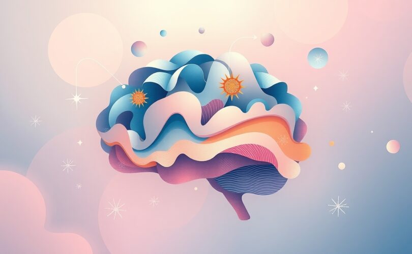 Abstrakcyjna ilustracja mózgu podczas przetwarzania informacji przy wysokim pobudzeniu.