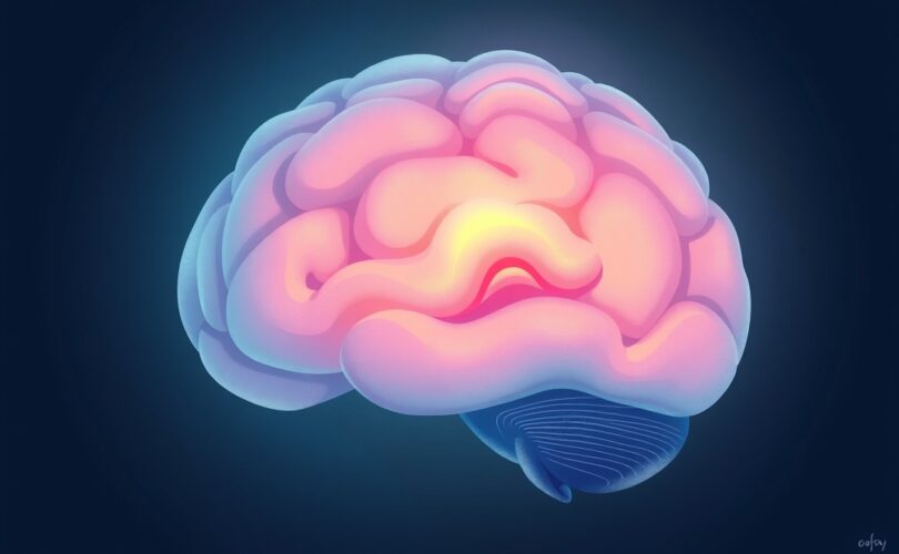 Stylizowana cyfrowa wizualizacja mózgu, gdzie pastelowe ścieżki symbolizują empatię i połączenie.