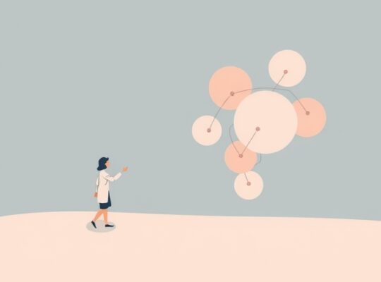 Abstrakcyjne, pastelowe kształty symbolizujące społeczne połączenie i wykluczenie.